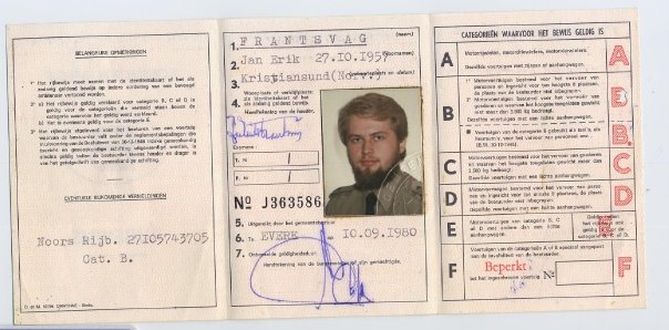 A head shot of Jan Erik in his Drivers License