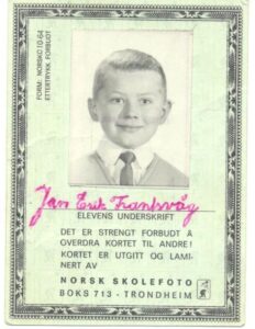 Jan Erik head shot as a school boy